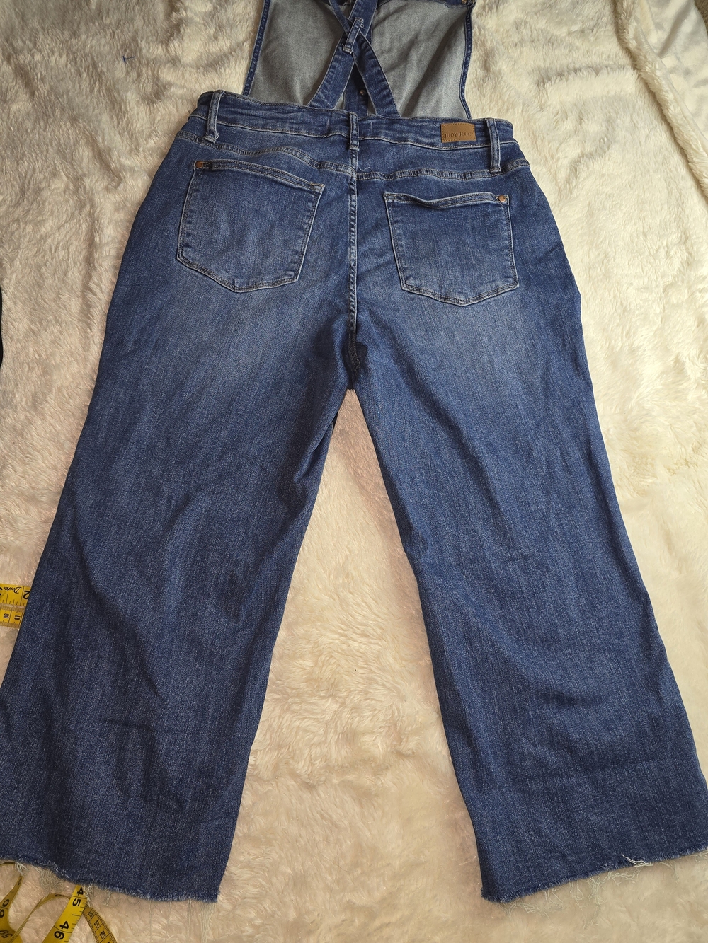 Plus Size Button-Front Denim Overalls - Blue - Picture 11 of 14